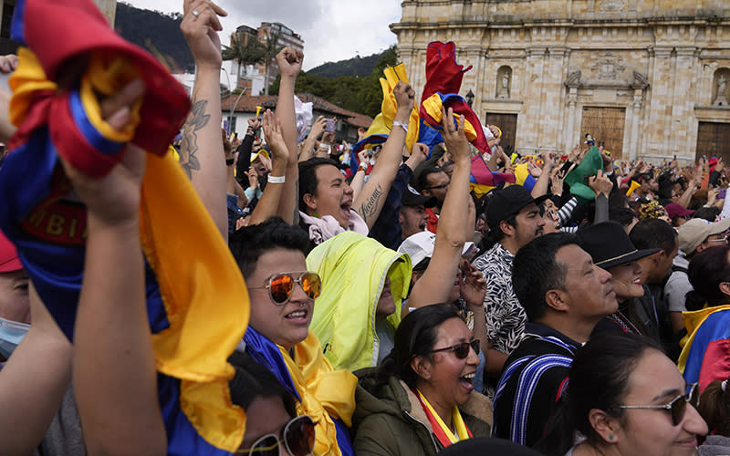 Supporters of President Gustavo Petro celebrate