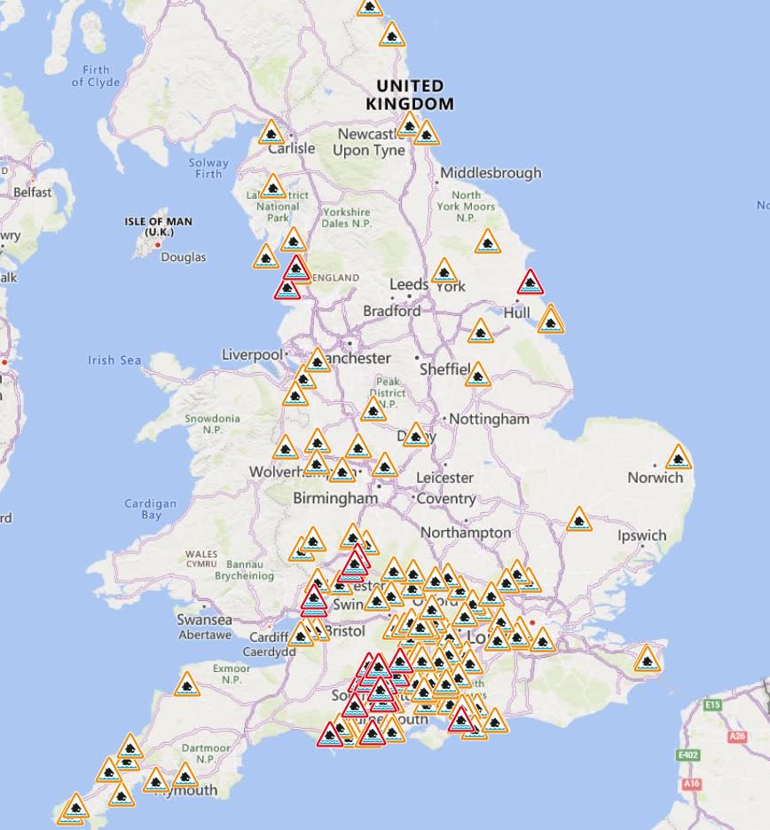 Almost 150 weather warnings are in place across England. (Environment Agency) 