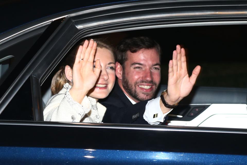 LUXEMBOURG - OCTOBER 20: Princesse Stephanie of Luxembourg and Prince Guillaume of Luxembourg leave after their wedding ceremony of Prince Guillaume of Luxembourg and Princess Stephanie of Luxembourg at the Cathedral of our Lady of Luxembourg on October 20, 2012 in Luxembourg, Luxembourg. The 30-year-old hereditary Grand Duke of Luxembourg is the last hereditary Prince in Europe to get married, marrying his 28-year old Belgian Countess bride in a lavish 2-day ceremony. (Photo by Andreas Rentz/Getty Images)