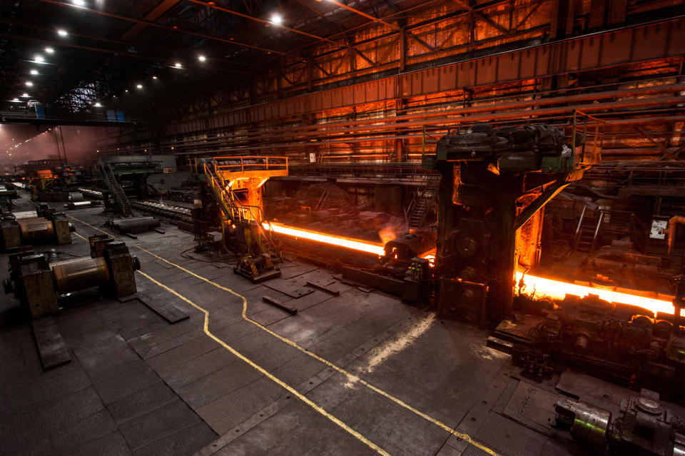 Inside a steel mill.