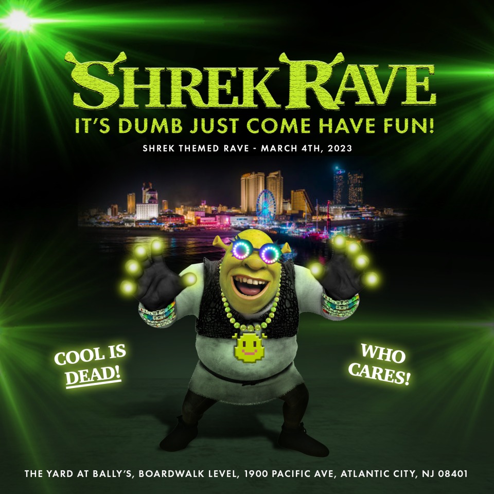 The Shrek Rave makes its debut at the Yard at Bally's Atlantic City on Friday night.