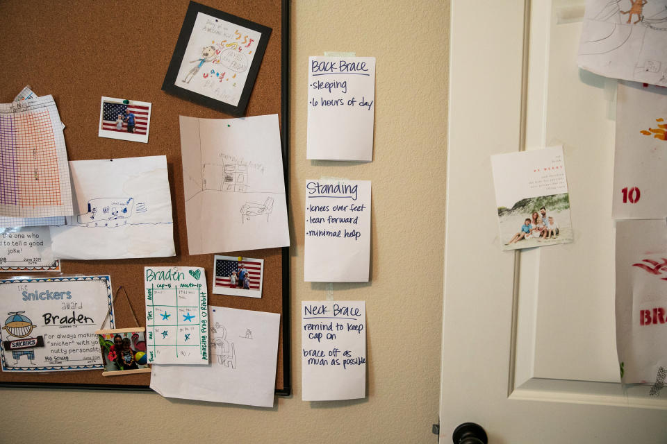 Some reminders of Braden's treatment hang on the wall in the Scott family home. | Ilana Panich-Linsman for TIME