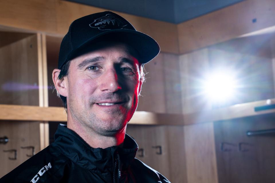 Iowa Wild coach Brett McLean stands for a portrait during Wednesday's media day at Wells Fargo Arena in Des Moines.