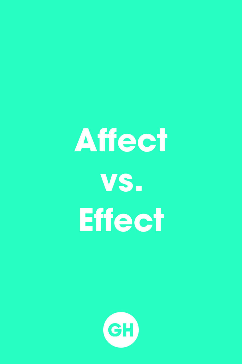 <p>Affect = a <strong>verb</strong> and means to influence. Effect = a <strong>noun</strong> and means results. </p>