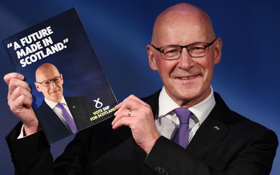 John Swinney at the SNP General Election launch at Patina on June 19, 2024 in Edinburgh, Scotland.