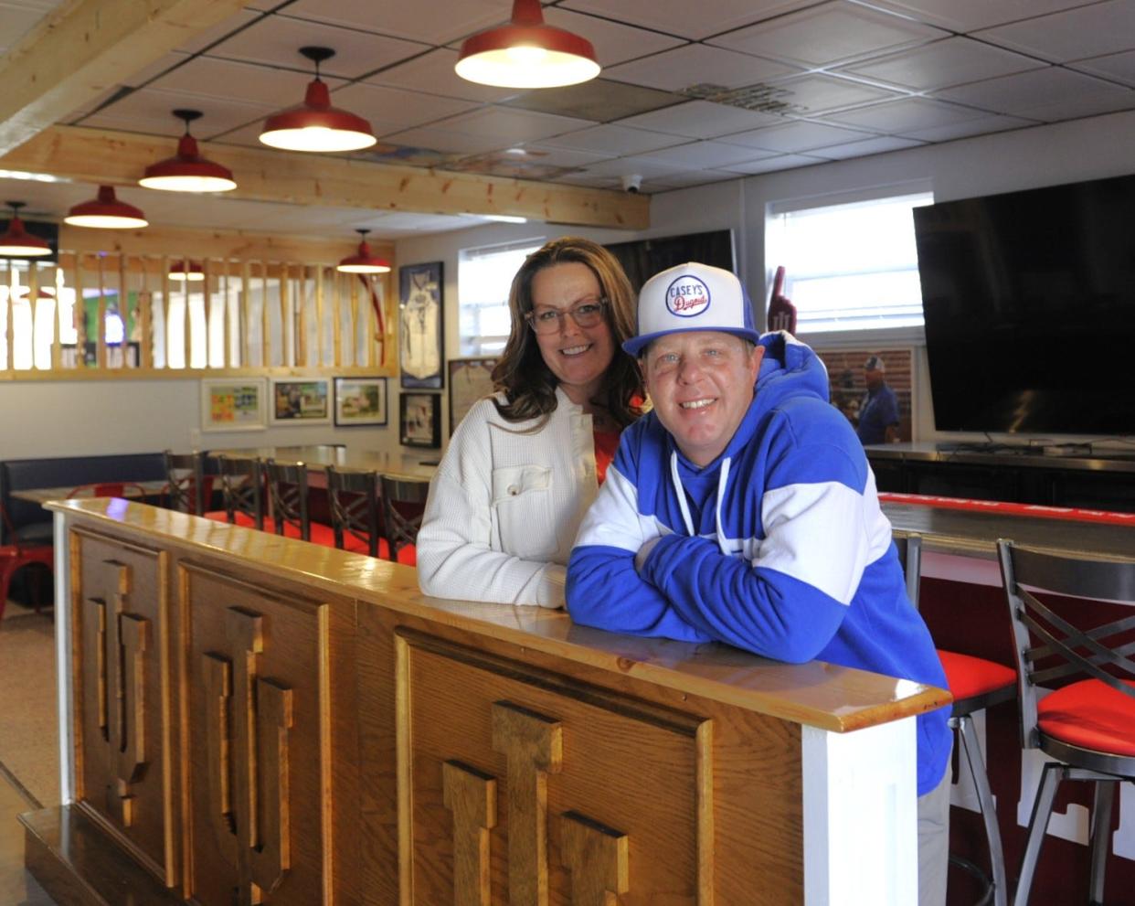 Elizabeth "Bissy" and Casey Keown inside Casey's Dugout on Monday, Feb. 5, 2024.