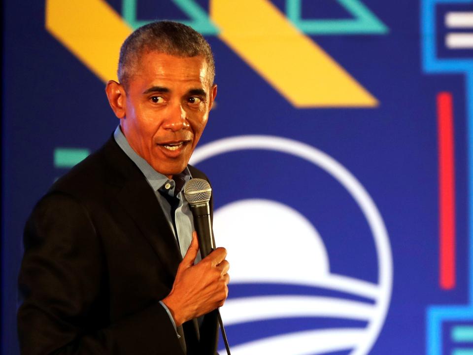 Barack Obama says 'bullying' men have been 'getting on my nerves' as he urges more women to enter politics