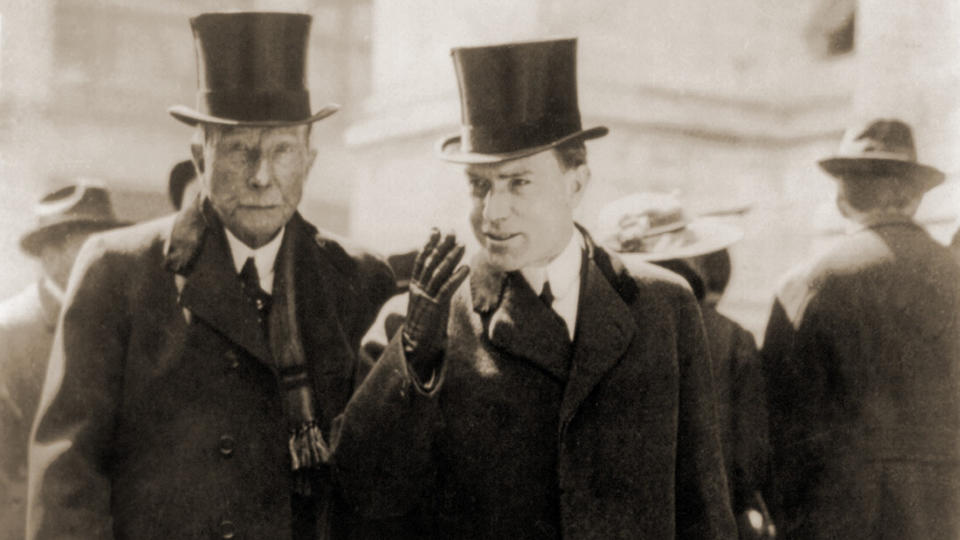 Standard Oil founder John D Rockefeller with son John D Rockefeller