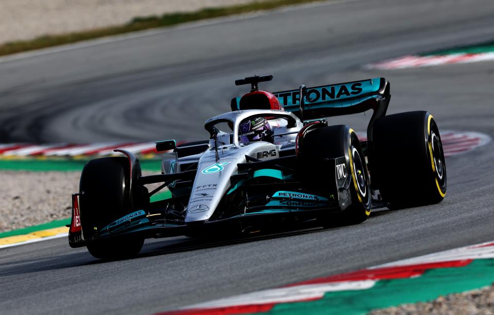 Lewis Hamilton is driving for Mercedes this morning. (Getty Images)