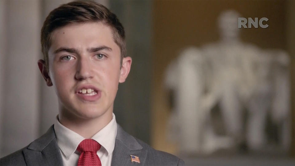 Nicholas Sandmann speaks during the virtual Republican National Convention on August 25, 2020. (via Reuters TV) 