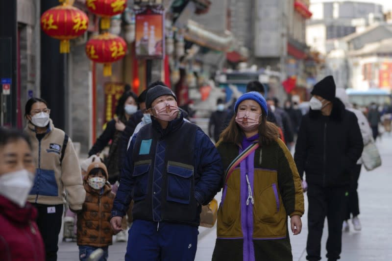 2023年1月，中國北京街頭一景。（美聯社）