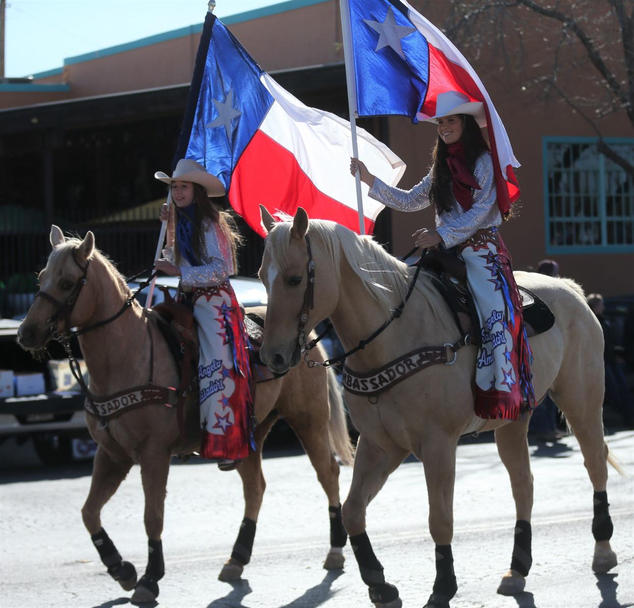 The San Angelo Stock Show & Rodeo Ambassadors participate in the San Angelo Stock Show & Rodeo parade April 2, 2022.
