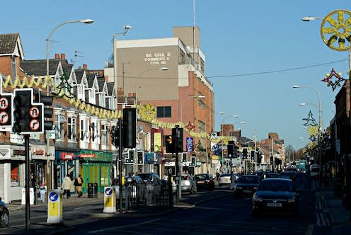 <span class="caption">Belgrave Road, aka the Golden Mile, is in a majority Hindu area of Leicester.</span> <span class="attribution"><a class="link " href="https://www.alamy.com/stock-photo-belgrave-road-in-leicester-this-is-a-famous-long-street-in-leicester-14865529.html?imageid=41319431-2B9B-4C66-A703-3FE11846217E&p=86710&pn=2&searchId=2cee41b40cbef33515c1d9f89591a3fc&searchtype=0" rel="nofollow noopener" target="_blank" data-ylk="slk:i4images rm | Alamy">i4images rm | Alamy</a></span>