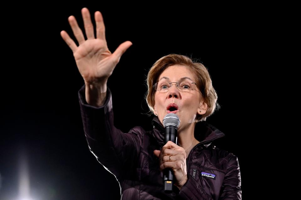 Sen. Elizabeth Warren, D-Mass., campaigns in Las Vegas on Friday.
