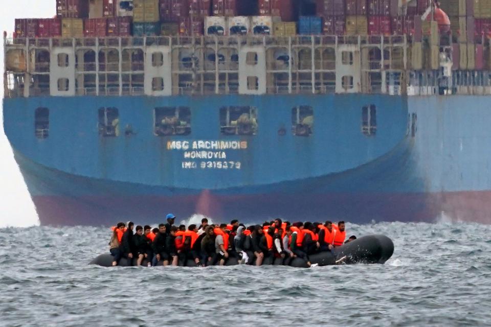 Footage from BBC News shows migrants in small boat at Dunkirk last Tuesday morning after French coast guard announced five people had died (PA Wire)