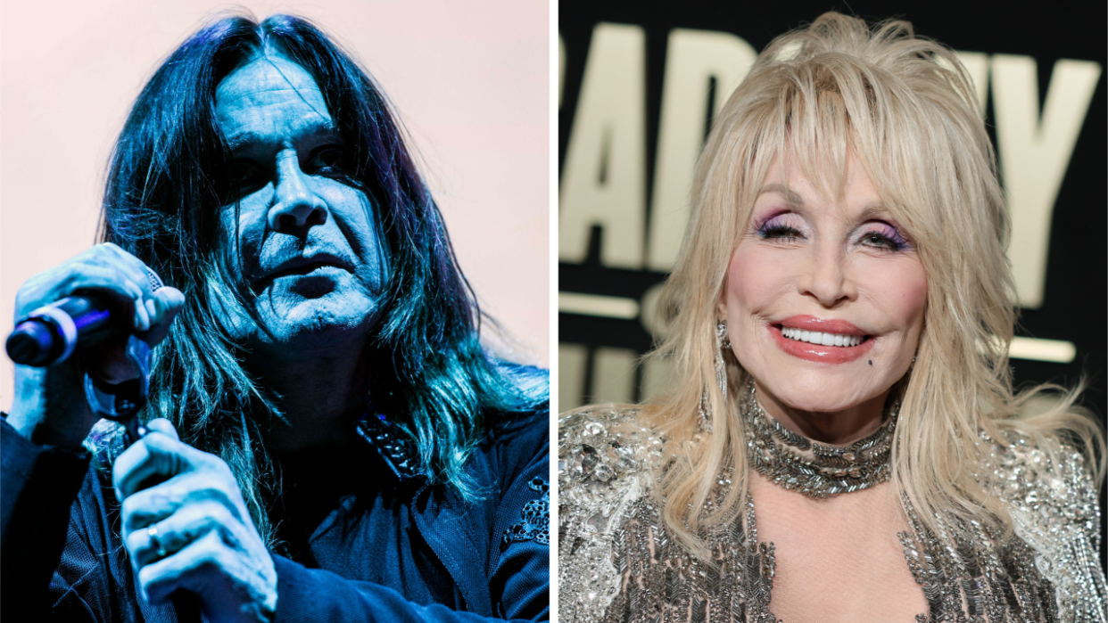  Ozzy Osbourne onstage in 2017 and Dolly Parton in 2023. 