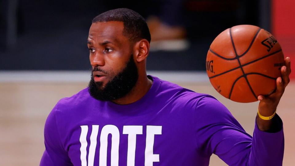 Los Angeles Lakers star LeBron James’ voting rights organization More Than A Vote has recruited over 10,000 poll workers for its “We Got Next” campaign. (Photo by Mike Ehrmann/Getty Images)