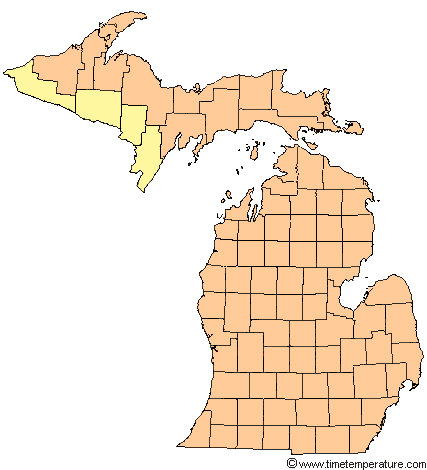 Michigan time zone map.