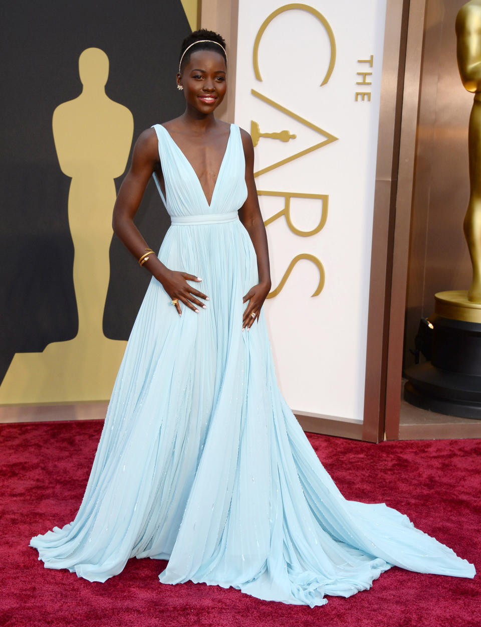 Lupita Nyong'o arrives at the Oscars on Sunday, March 2, 2014, at the Dolby Theatre in Los Angeles. (Photo by Jordan Strauss/Invision/AP)