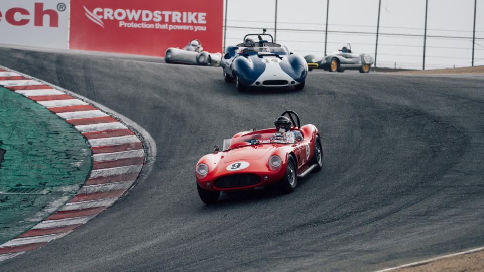 Drivers begin their plunge through "the Corkscrew" at Laguna Seca during the 2022 Velocity Invitational.