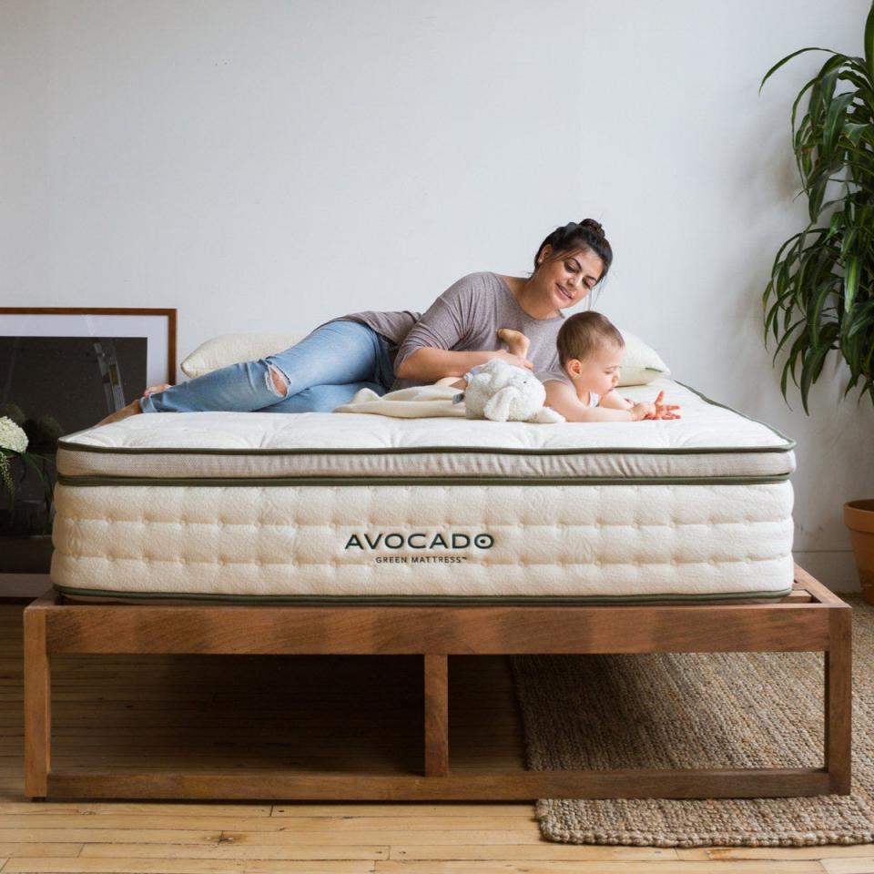 Avocado's mattress sale includes two free pillows with any mattress purchase and $100 off bed frames and adjustable bases.
