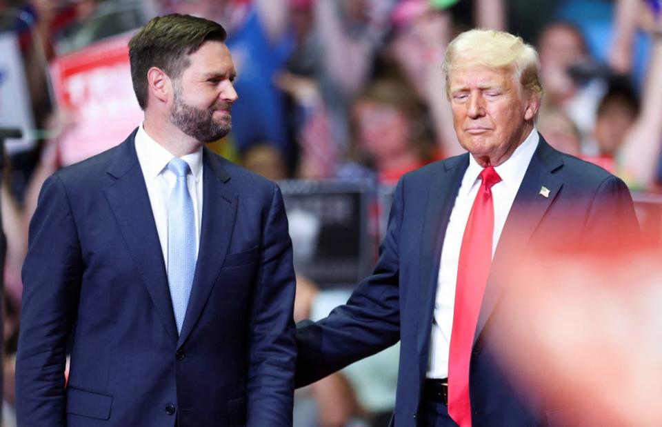 Rormer U.S. President Donald Trump and U.S. Senator J.D. Vance