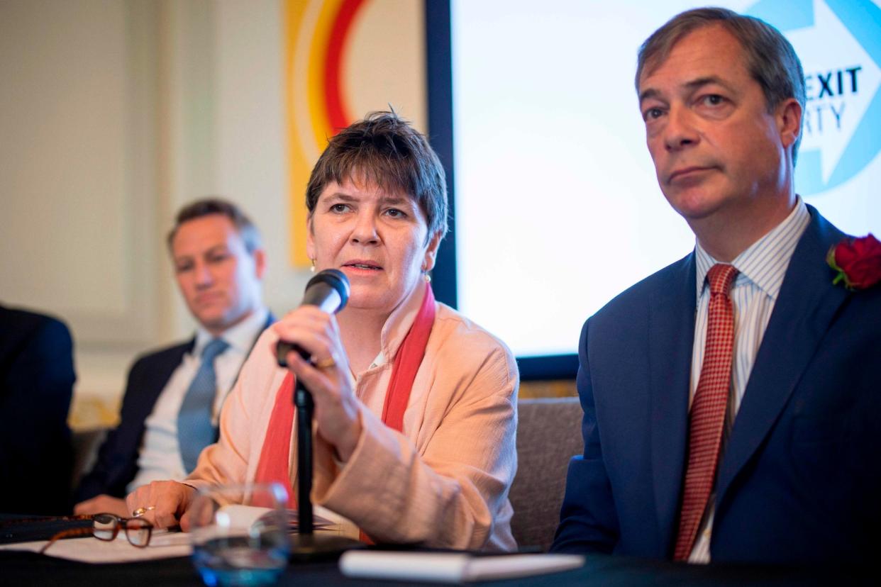 Unlikely bedfellows: Claire Fox and Nigel Farage: Tolga Akmen/AFP/Getty Images