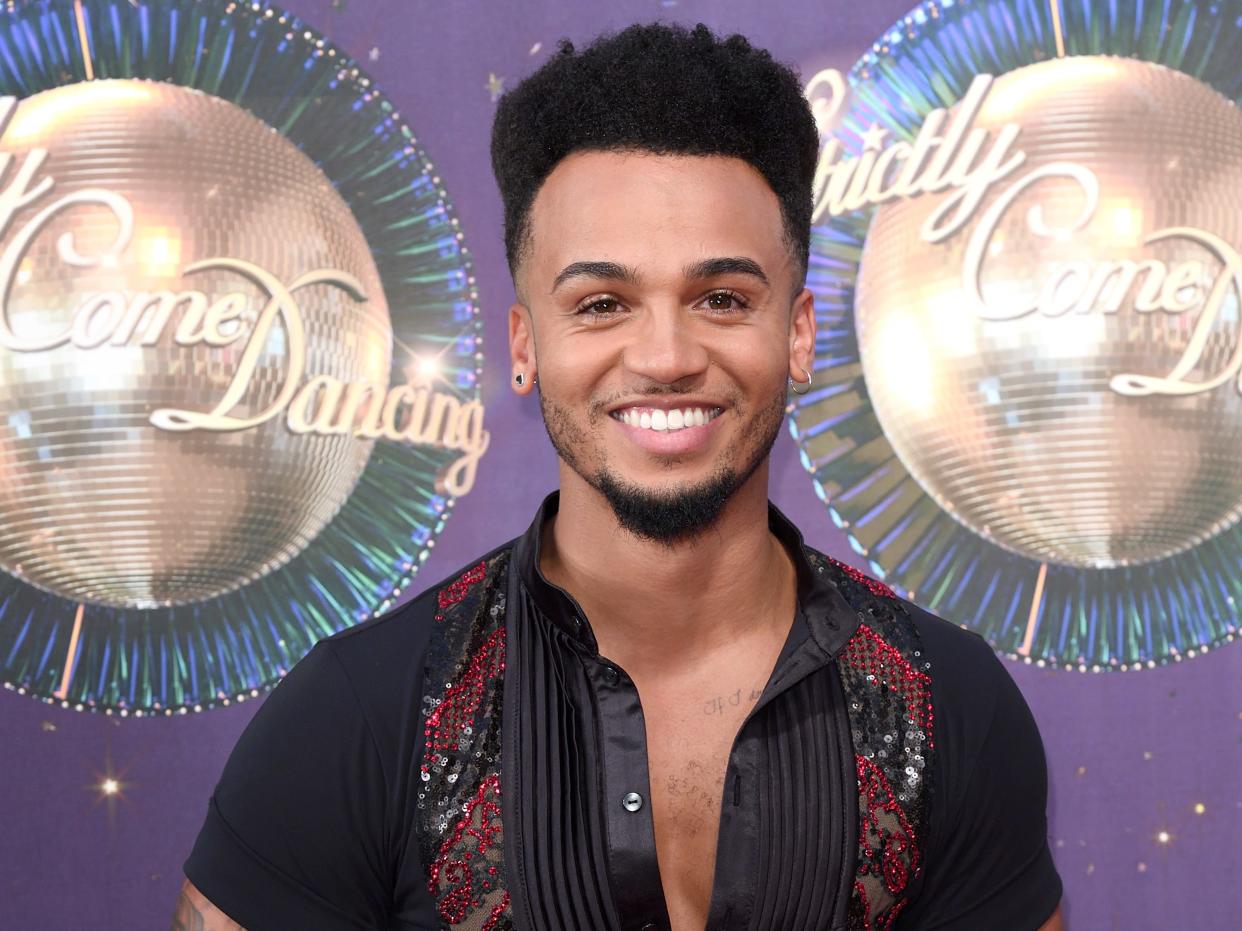 JLS star Aston Merrygold attends the 'Strictly Come Dancing 2017' red carpet launch at Broadcasting House on August 28, 2017 in London, England.  (Photo by Karwai Tang/WireImage)