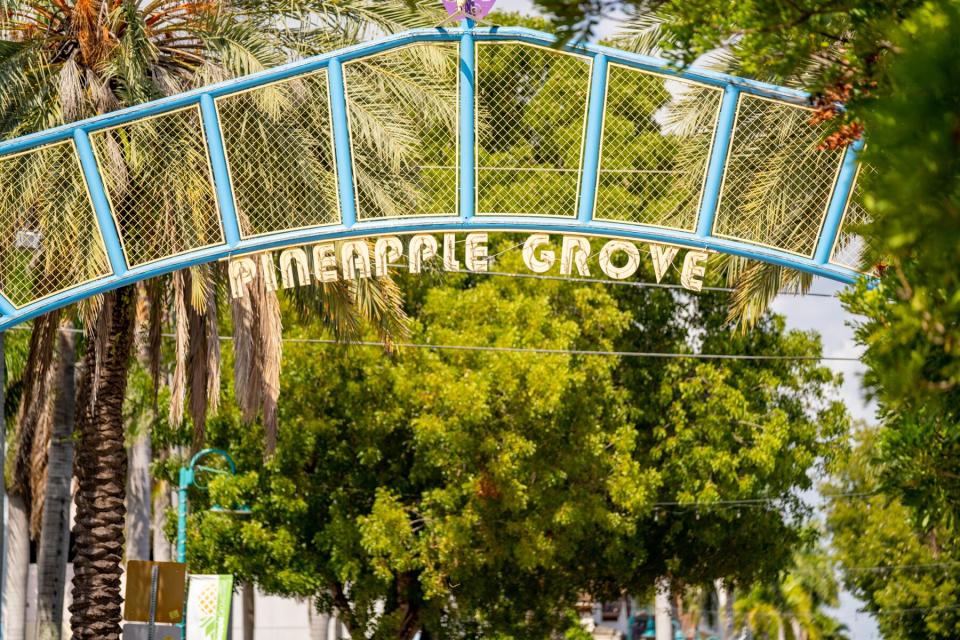 Photo of a street arch at the Pineapple Grove Delray Beach FL