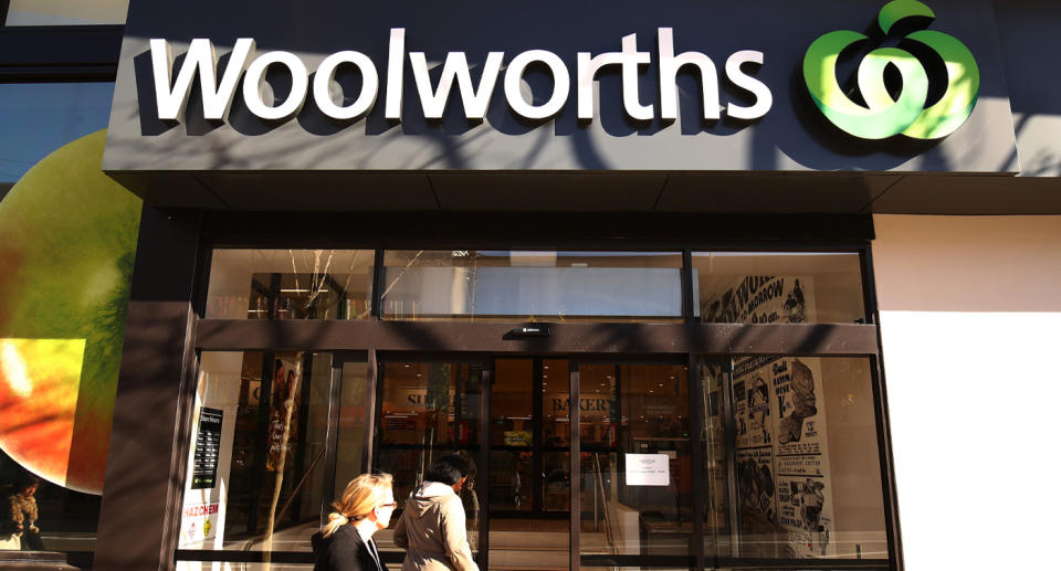 The outside of a Woolworths supermarket. 