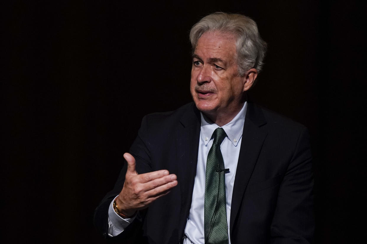 Central Intelligence Agency Director William Burns speaks during an event at the Georgia Institute of Technology on Thursday, April 14, 2022, in Atlanta. (AP Photo/Brynn Anderson)