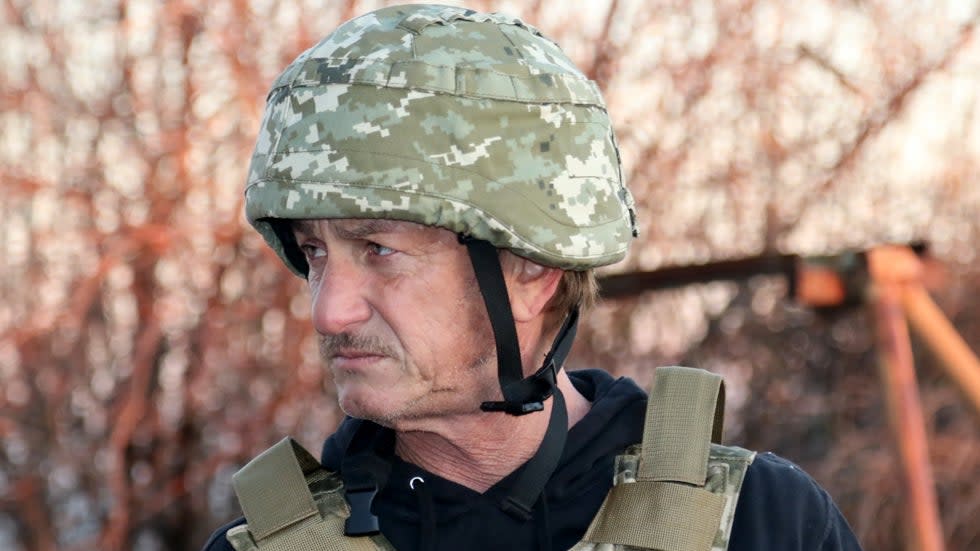 Hollywood actor and producer Sean Penn visits positions of the Ukrainian Armed Forces near the frontline with Russia-backed separatists in Donetsk region in November