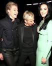 <p>Yup, that's Ellen DeGeneres and wife Portia DeRossi checking out Katy Perry's impressive (borderline offensive) cleavage -- Ellen looking horrified, Portia amused. We know Ellen loves a good prank, so we can only imagine the joke that prompted this photo.<br><br><a rel="nofollow" href="http://au.launch.yahoo.com/features/article/-/16110906/katy-perry-amuses-and-stuns-ellen-degeneres-and-wife-portia-derossi-with-her-low-cut-dress/" data-ylk="slk:READ: Katy Perry fails to impress star couple with massive cleavage;elm:context_link;itc:0;sec:content-canvas" class="link ">READ: Katy Perry fails to impress star couple with massive cleavage</a></p>