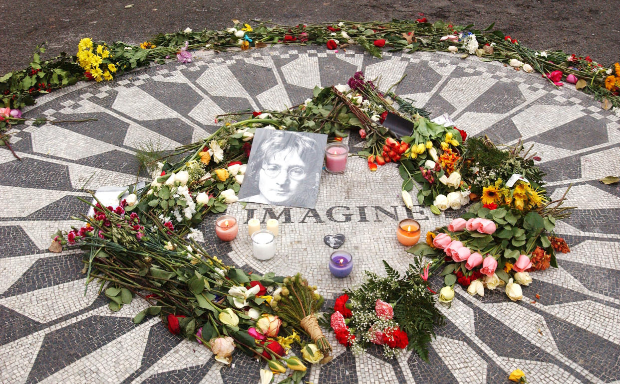 John Lennon memorial at  72 Street, Central Park West, NYC. (Photo: Getty Images)