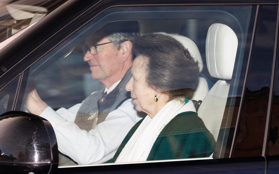 Princess Anne and Tim Laurence arrive for the Royal Family's annual Christmas dinner at Windsor Castle