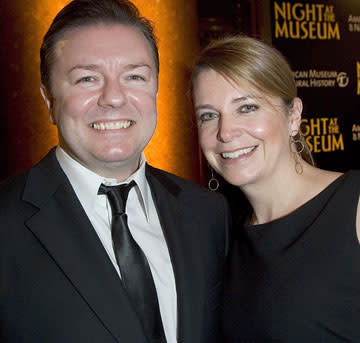 Ricky Gervais and Jane Fallon at the New York premiere of 20th Century Fox's Night at the Museum