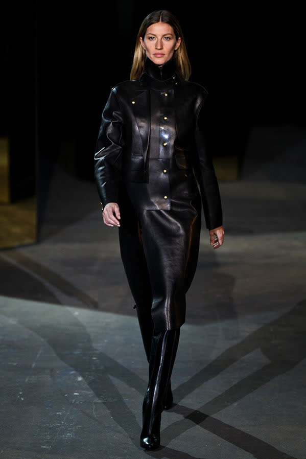 Gisele made headlines when she appeared in black leather at the Alexander Wang show in 2012.