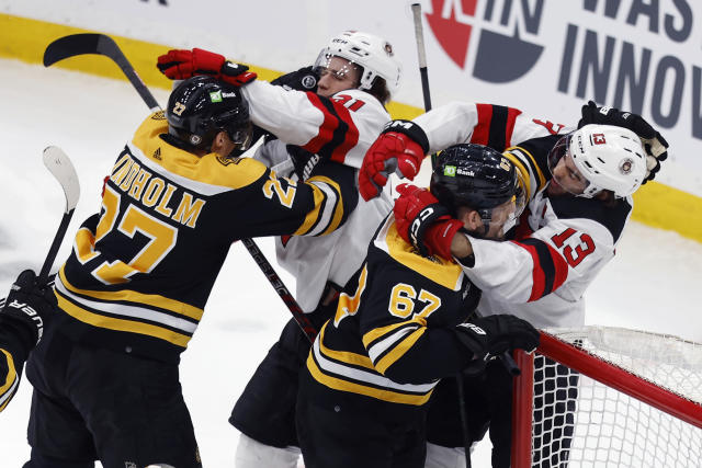 Bruins beat Devils 2-1, match NHL record with 62nd win - The San Diego  Union-Tribune