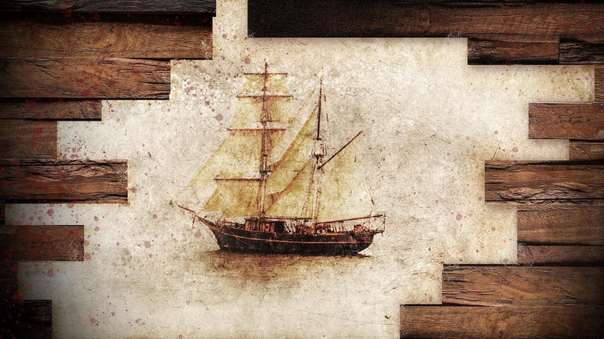 The fate of passengers and crew on board the brigantine Baltimore was described by a single survivor when it arrived in the waters of Chebogue, N.S., in early December 1735. (CBC Graphics - image credit)