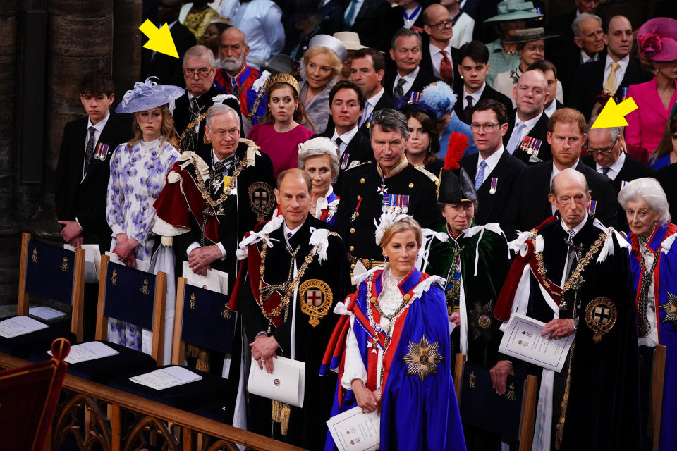 harry and andrew seated at opposite ends of the row