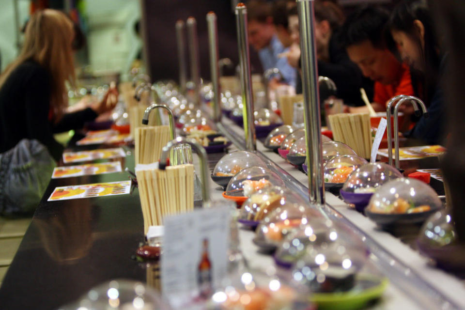 Kids can eat free sushi at the moment. Getty Images