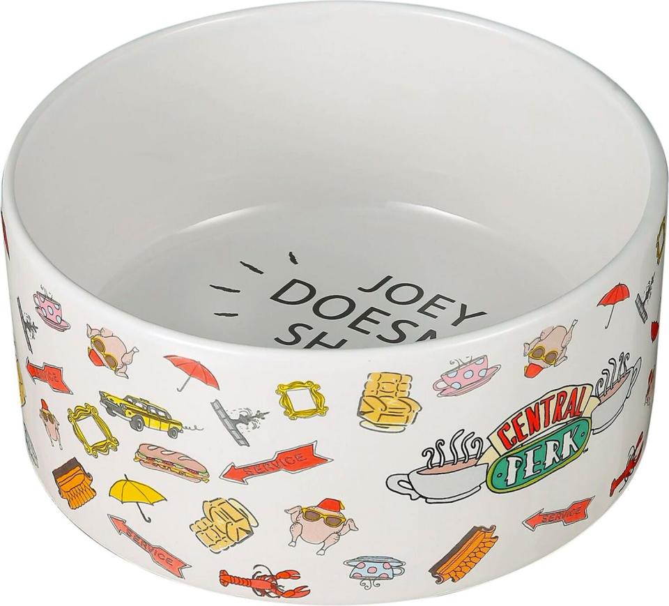 Friends Gift Guide Fetch For Pets Friends "Joey Doesn't Share Food" Ceramic Dog Bowl