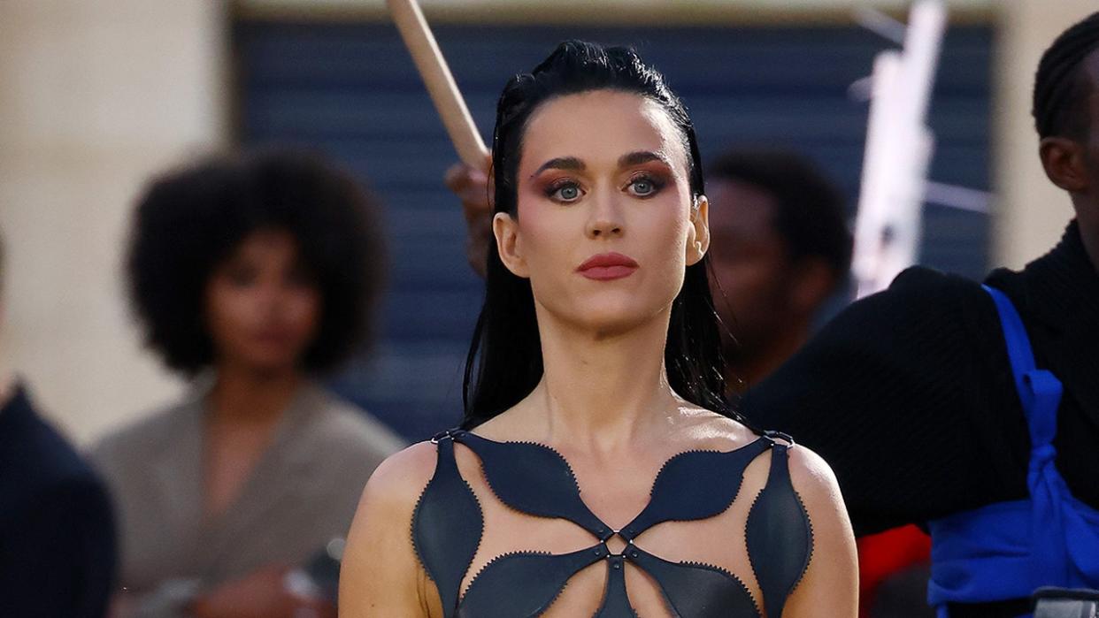 Katy Perry goes nearly naked wearing cutout black dress in Paris