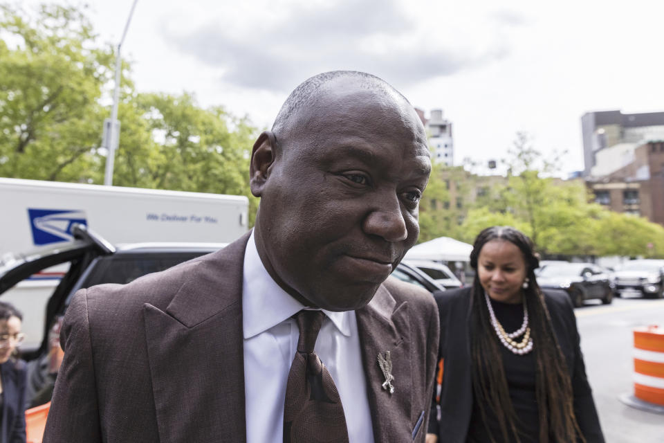 Attorney Ben Crump arrives at Manhattan Federal Court on Wednesday, May 3, 2023, in New York. (AP Photo/Stefan Jeremiah)