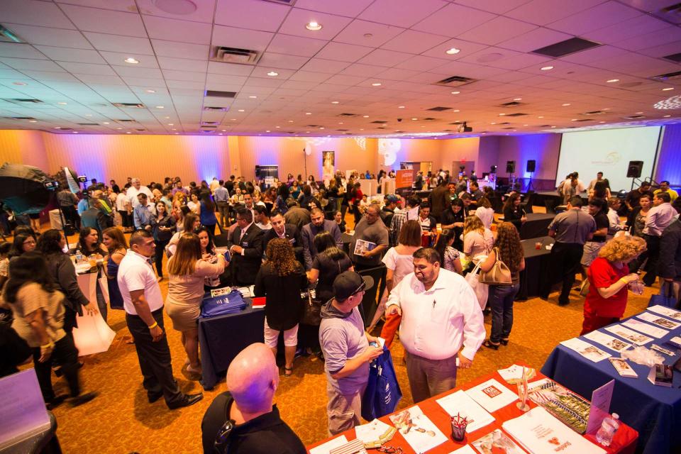 Guests mingle at one of Get in Motion's Latino business mixers in 2017.