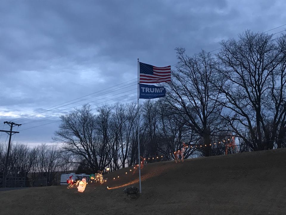 A Trump flag flies on a property along state highway 64 in Maquoketa. (Photo: Holly Bailey/Yahoo News)