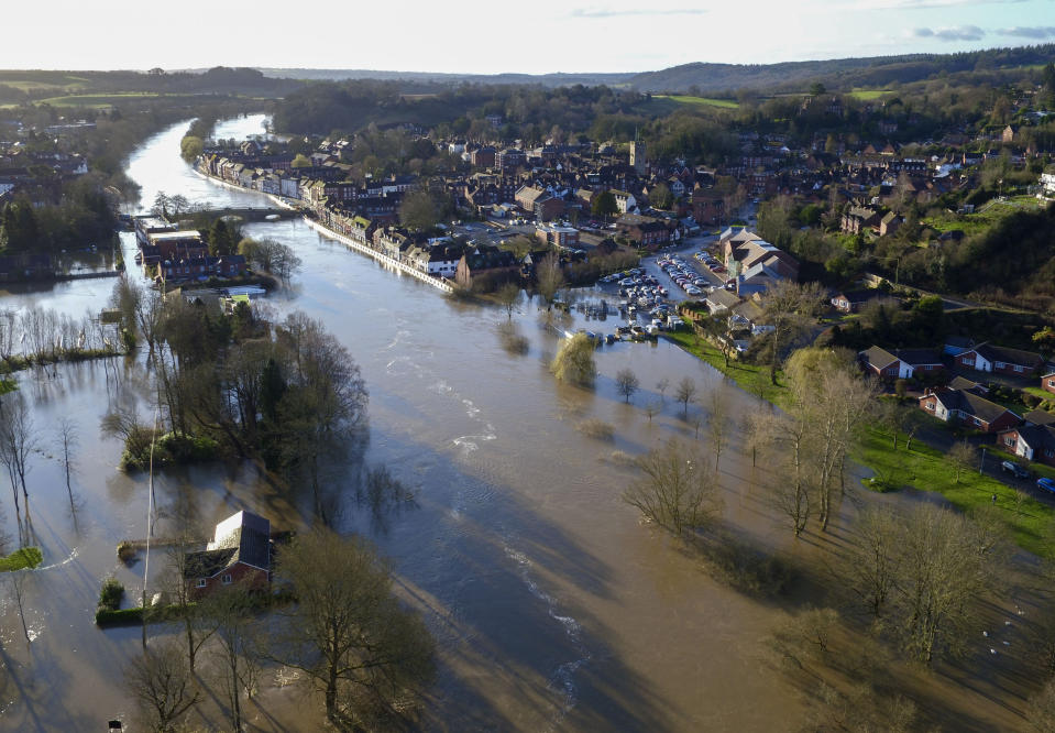 Flooding in Bewdley, Worcestershire, as the River Severn remains high, with warnings of further flooding across the UK.