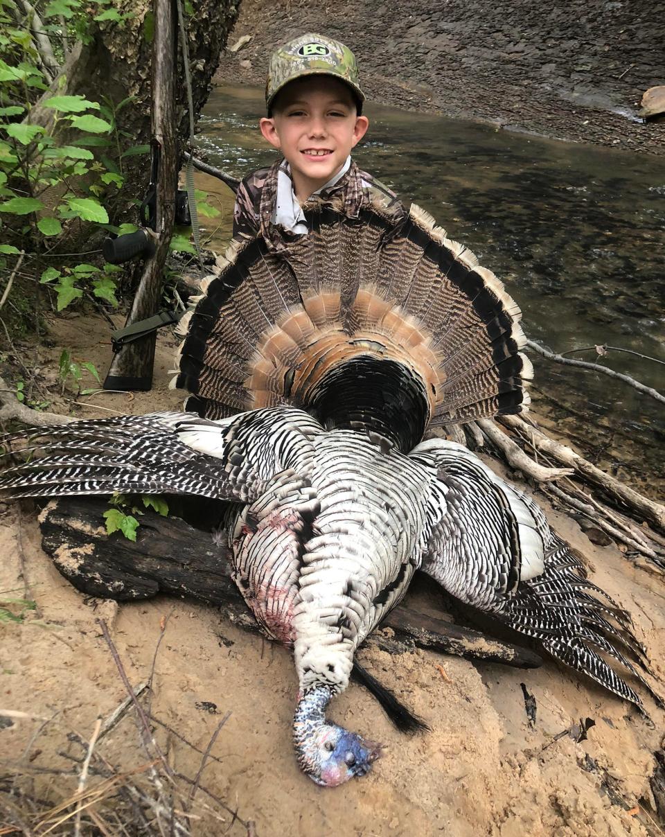 Brody Brock, then 7, of New Albany, ended his 2019 turkey season with a rare smoke phase gobbler.