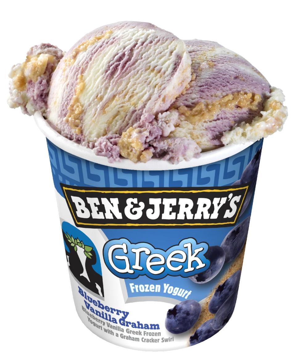 A pint of frozen Greek yogurt is seen in this photo released by Ben & Jerry's Homemade Inc. The Vermont-based company on Thursday introduced a line of frozen Greek yogurt in four flavors. The new lineup comes at a time when the popularity of Greek yogurt is skyrocketing. A report by Citigroup Global Markets recently estimated that Greek yogurt now accounts for about a quarter of the total $4.1 billion in annual yogurt sales. (AP Photo/Ben & Jerry's)