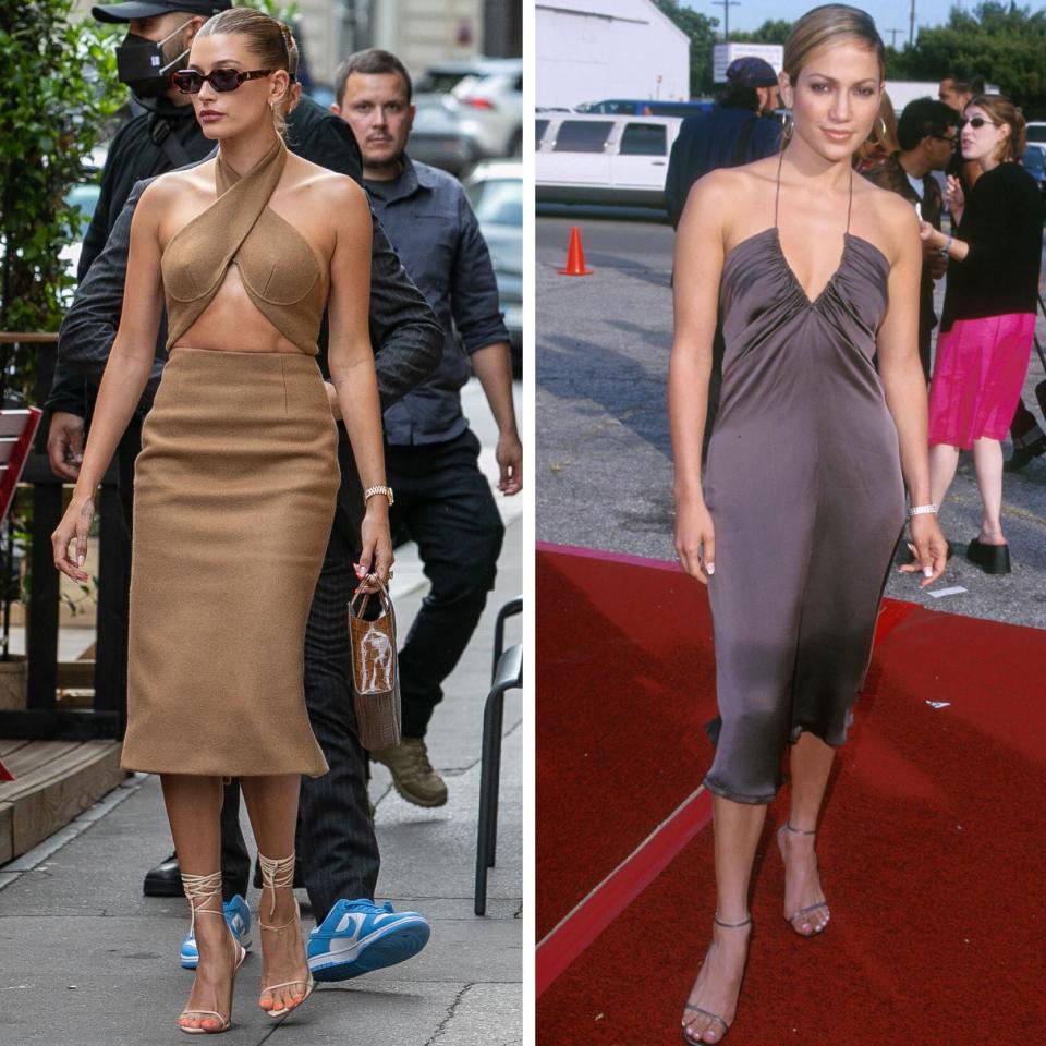 Hailey Bieber and Jennifer Lopez Style